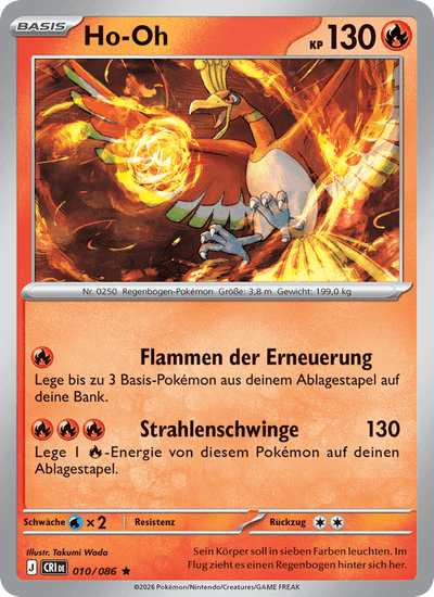 Ho-Oh 010/086 Wachsendes Chaos Pokémon Karte