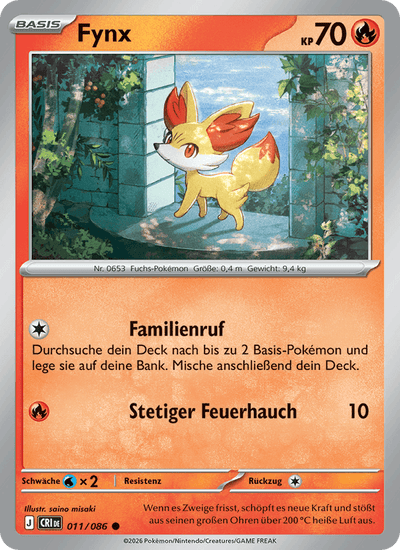 Fynx 011/086 Wachsendes Chaos Pokémon Karte