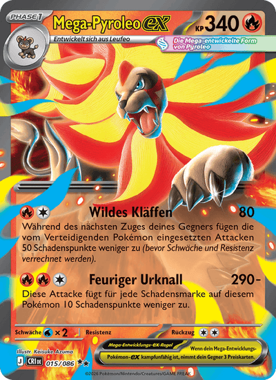 Mega-Pyroleo-ex 015/086 Wachsendes Chaos Pokémon Karte