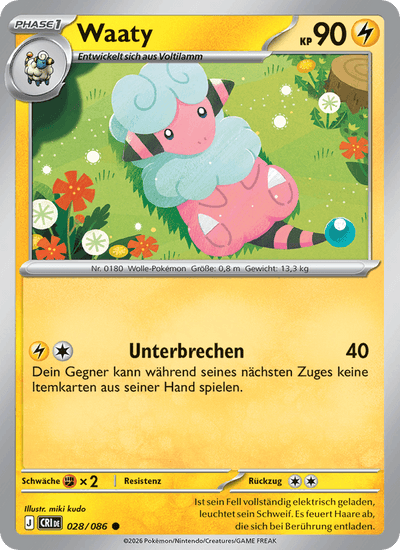 Waaty 028/086 Wachsendes Chaos Pokémon Karte