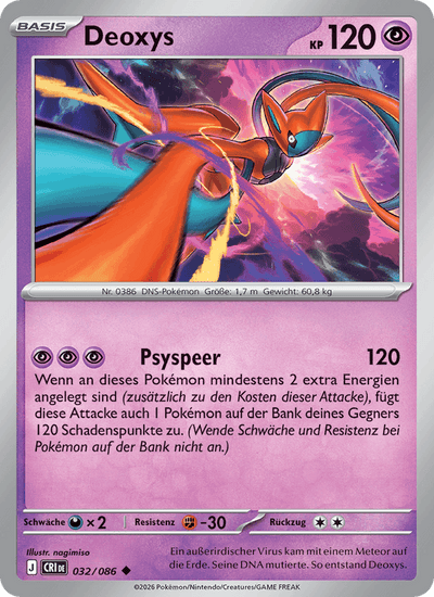 Deoxys 032/086 Wachsendes Chaos Pokémon Karte