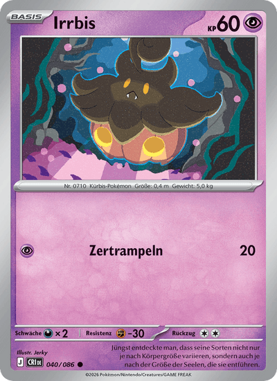 Irrbis 040/086 Wachsendes Chaos Pokémon Karte