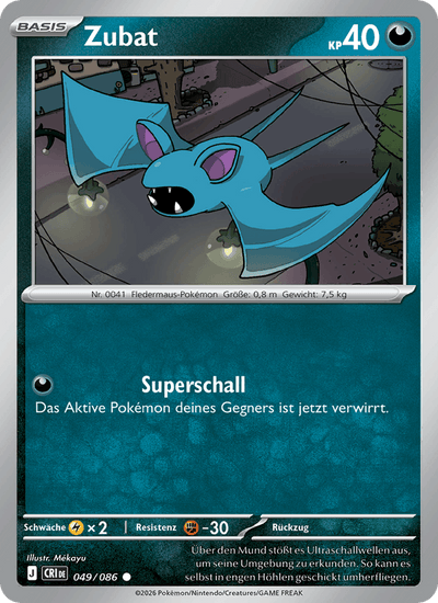Zubat 049/086 Wachsendes Chaos Pokémon Karte