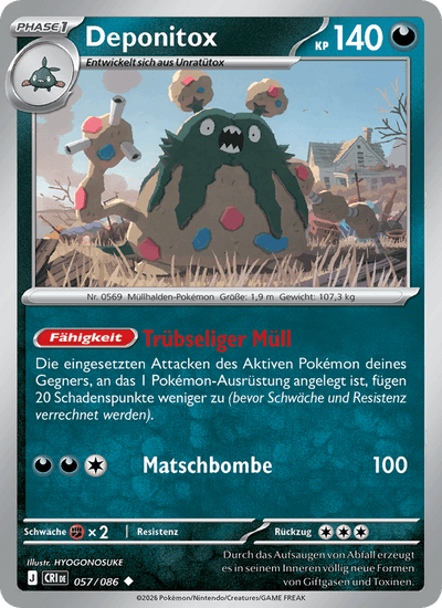 Deponitox 057/086 Wachsendes Chaos Pokémon Karte