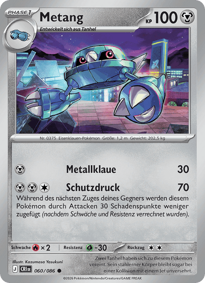 Metang 060/086 Wachsendes Chaos Pokémon Karte