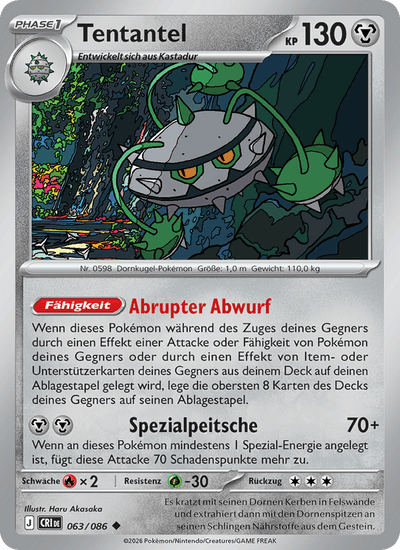 Tentantel 063/086 Wachsendes Chaos Pokémon Karte