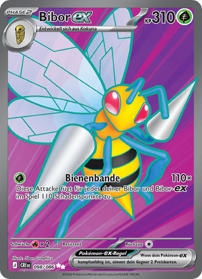 Bibor-ex 098/086 Wachsendes Chaos Pokémon Karte