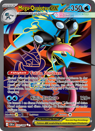 Mega-Quajutsu-ex 100/086 Wachsendes Chaos Pokémon Karte