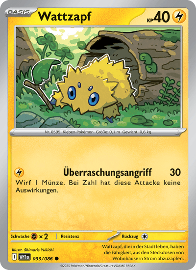 Wattzapf 033/086 Weiße Flammen Pokémon Karte