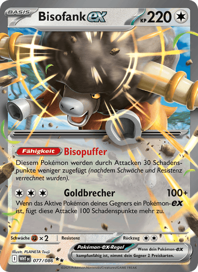 Bisofank-ex 077/086 Weiße Flammen Pokémon Karte
