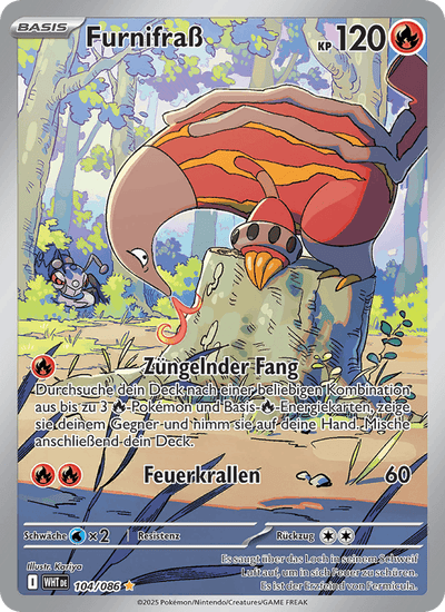 Furnifraß 104/086 Weiße Flammen Pokémon Karte