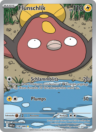 Flunschlik 118/086 Weiße Flammen Pokémon Karte