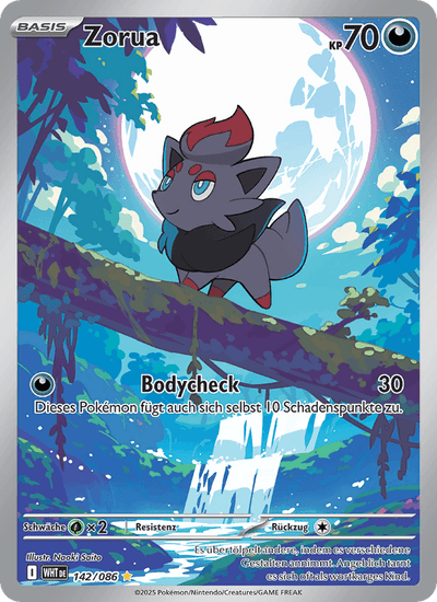 Zorua 142/086 Weiße Flammen Pokémon Karte
