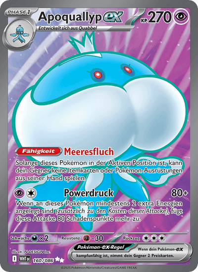 Apoquallyp-ex 160/086 Weiße Flammen Pokémon Karte