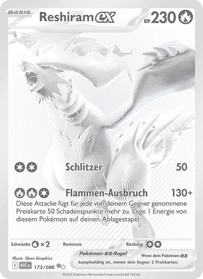 Reshiram-ex 173/086 Weiße Flammen Pokémon Karte